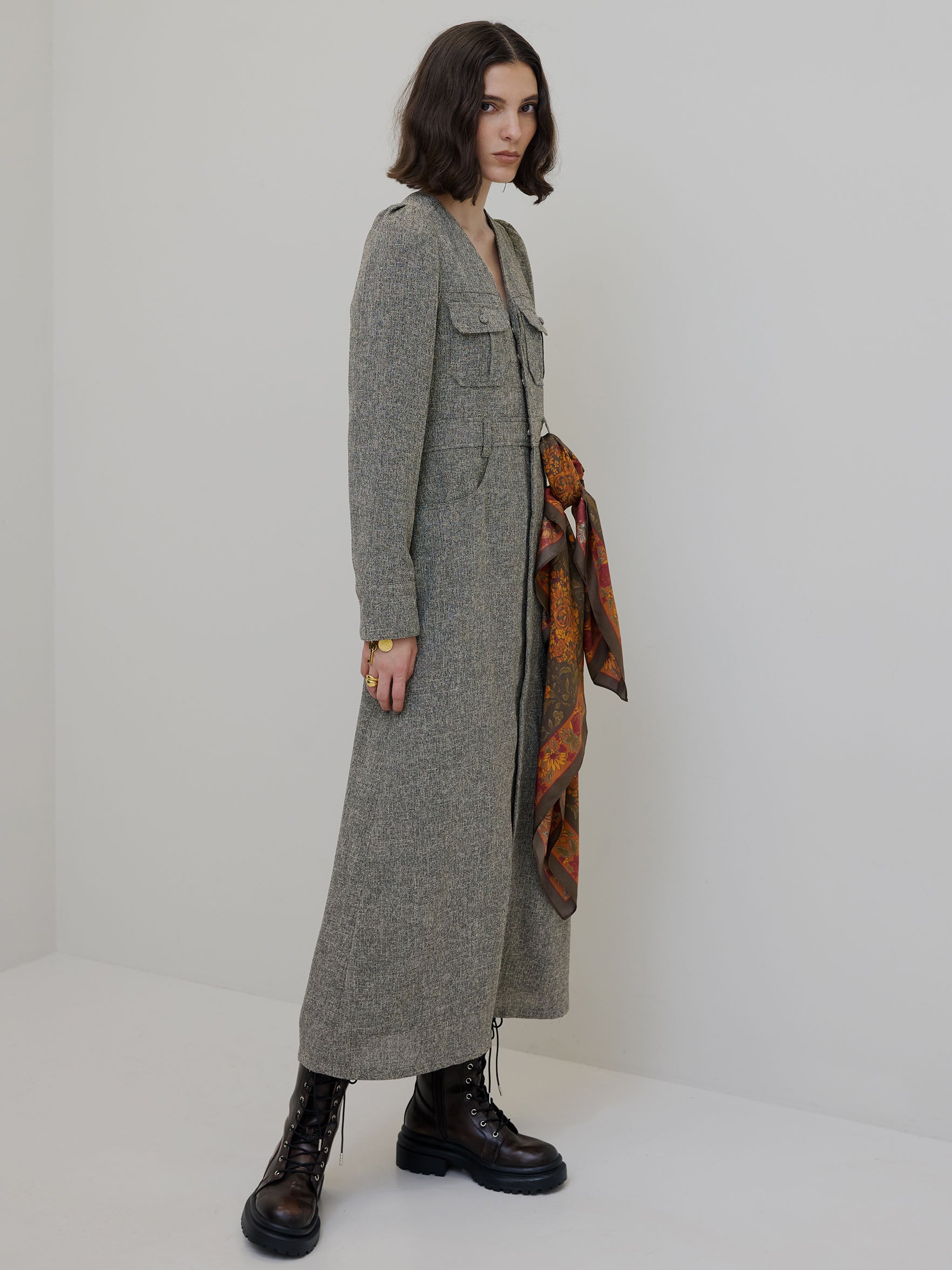 ADORABLE BACK RIBBON TWEED DRESS