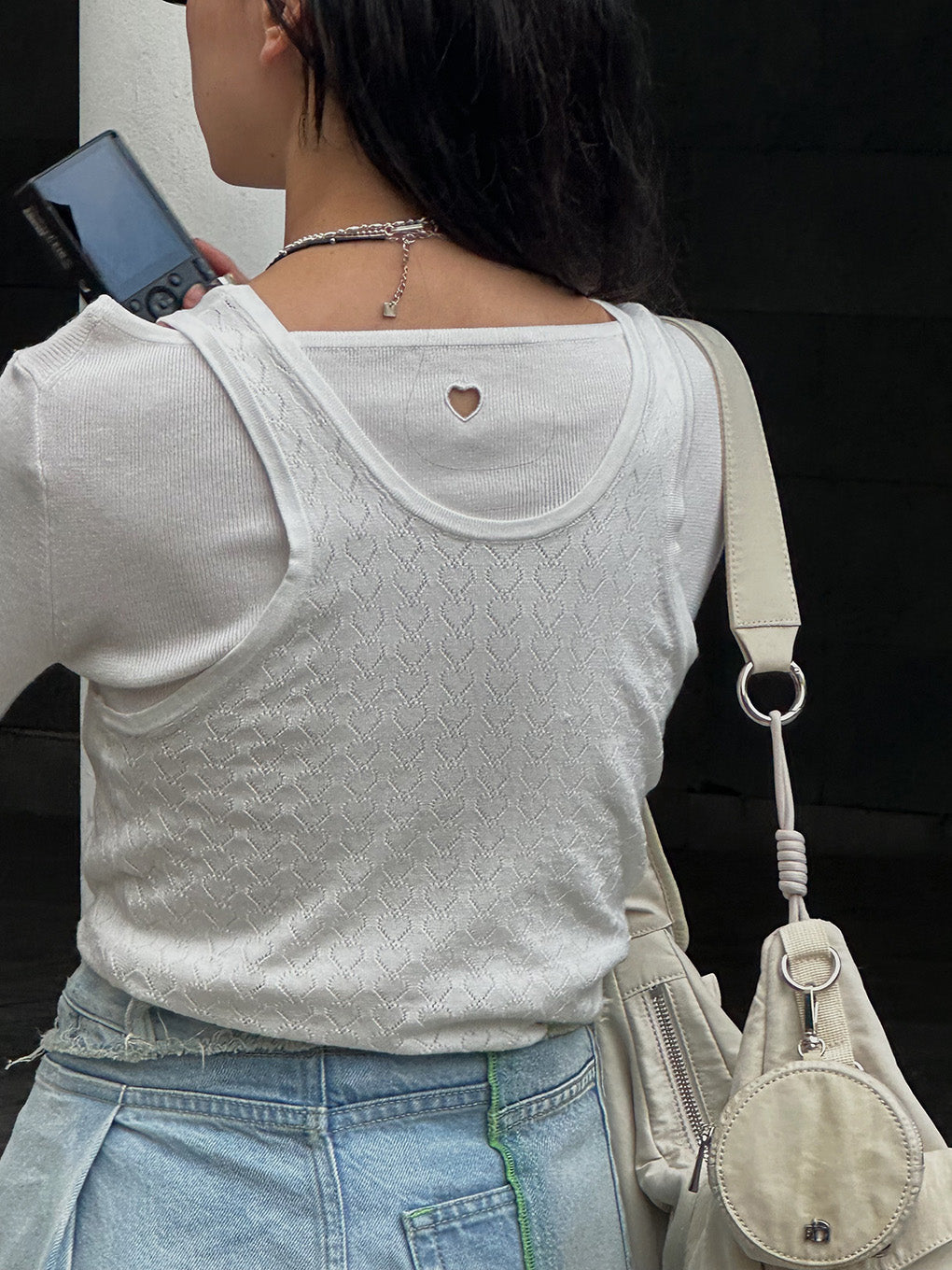 HEART TANK KNIT SET TOP