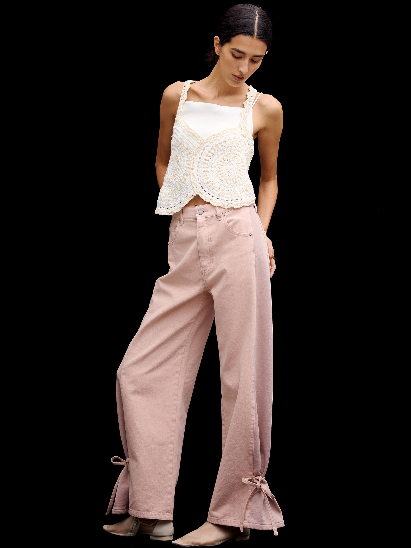 SIDE SWITCH 2WAY RIBBON DENIM PANTS