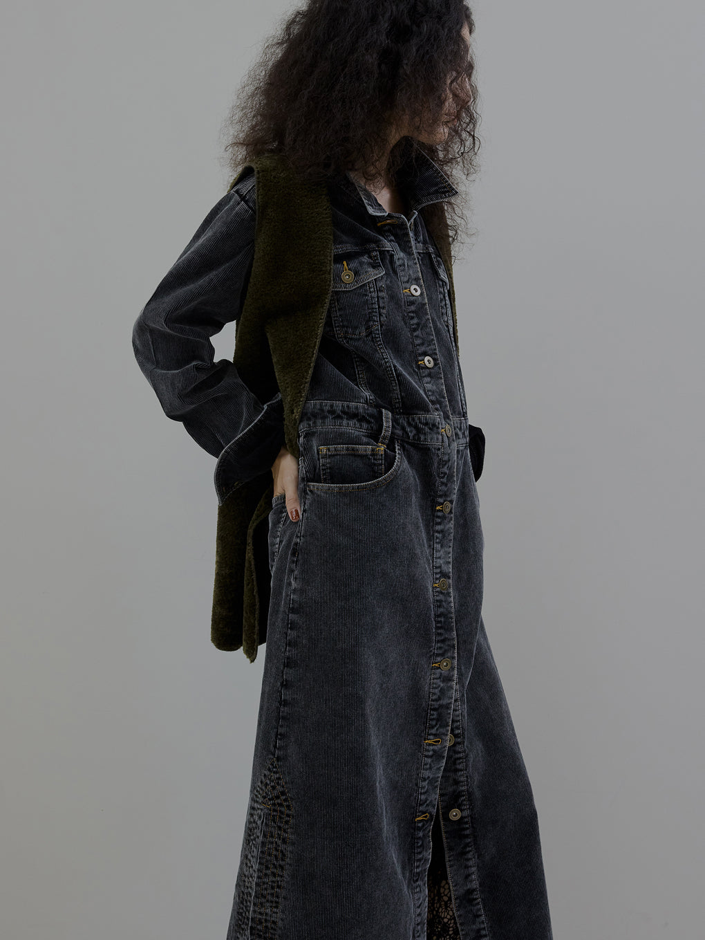 I LINE CORDUROY SHIRT DRESS
