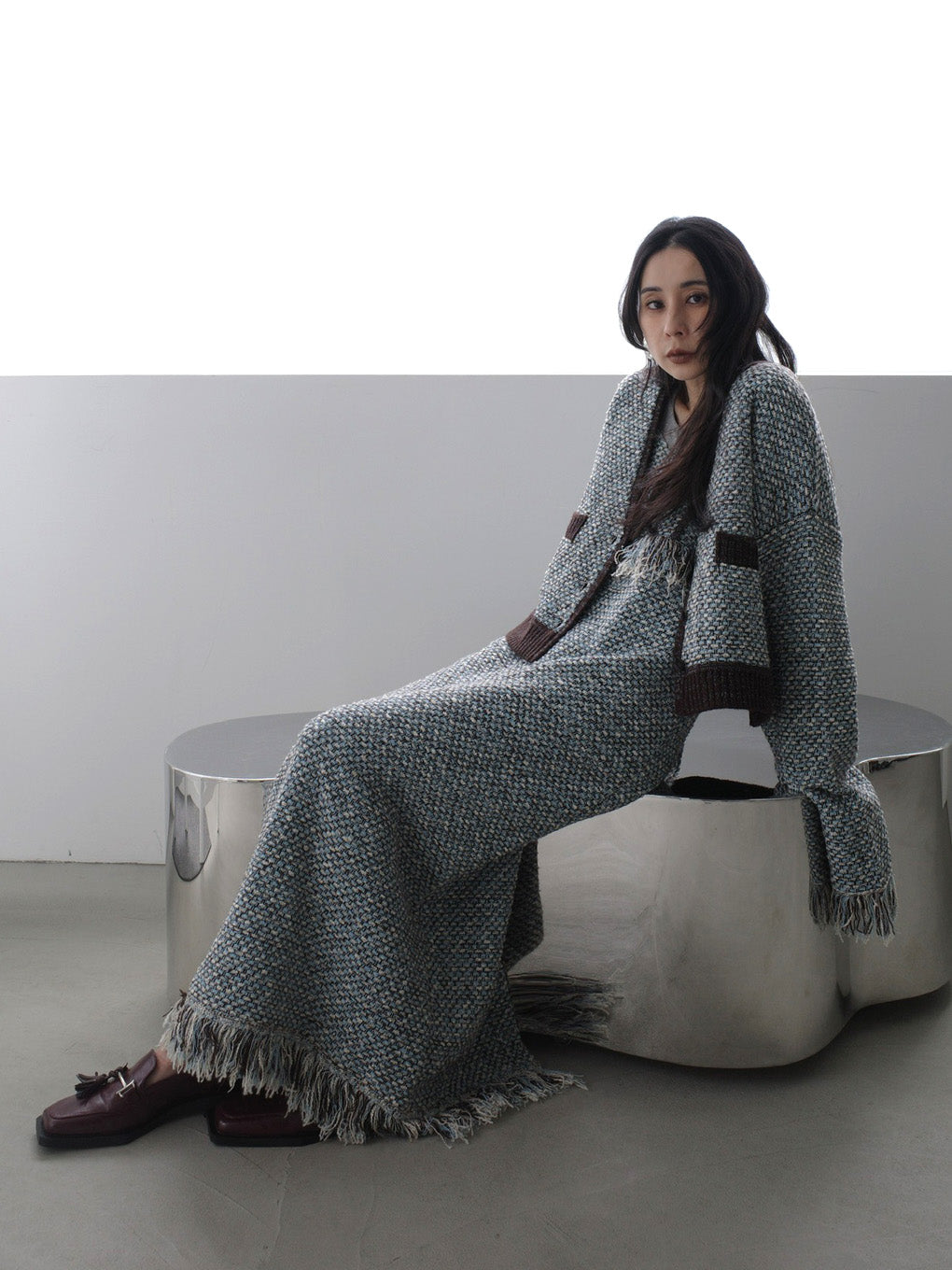 UND TWEED JUMPER SKIRT KNIT DRESS