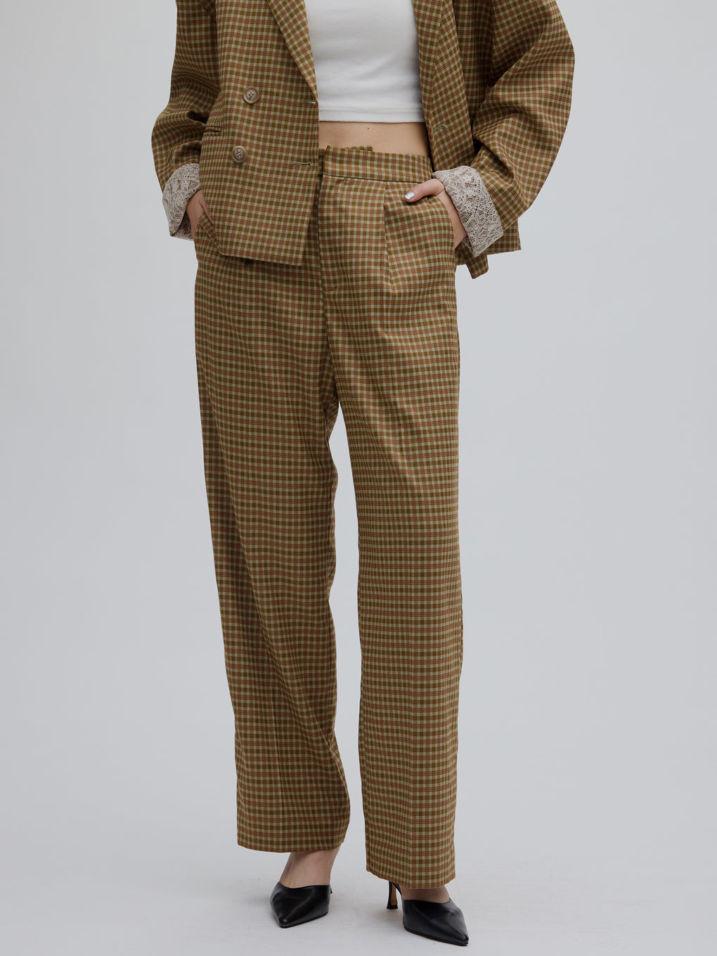 SATIN LACE LAYERED PANTS