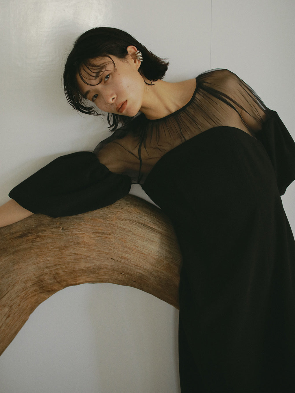 SOUFFLE SLEEVE GEORGETTE DRESS 