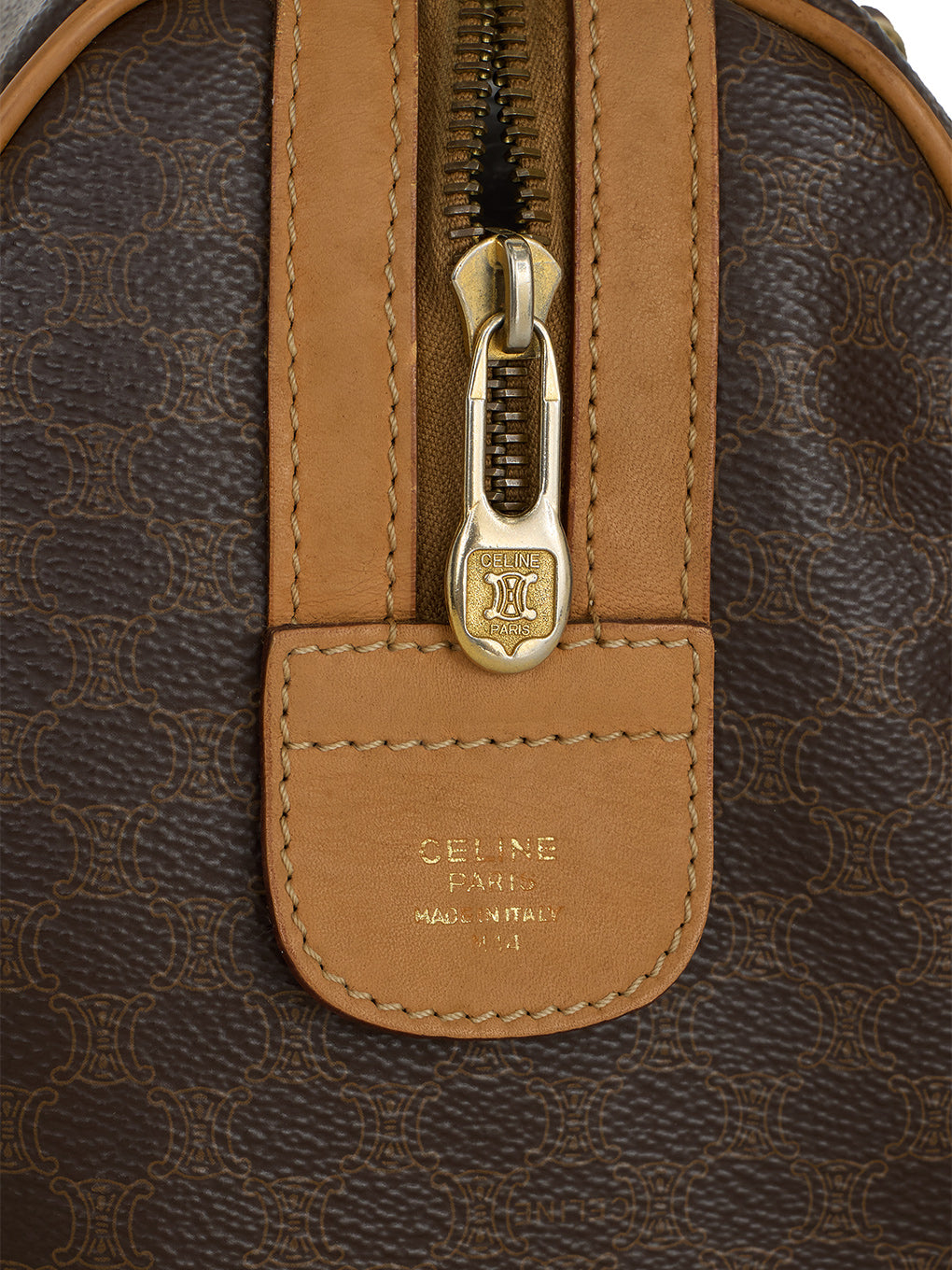 CELINE マカダム府ブラゾン刻印ボストンバッグ