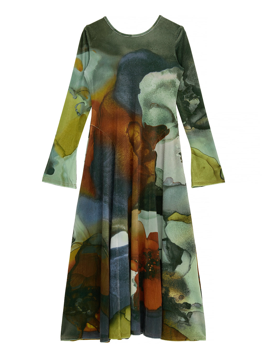 2WAY RUST INK ART VELOUR DRESS