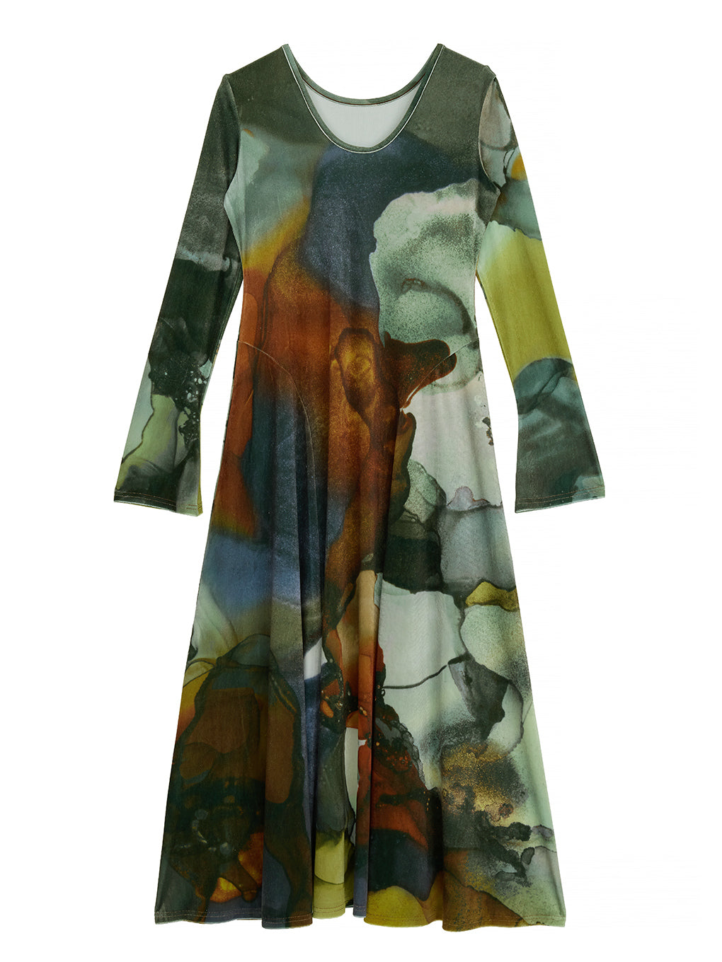 2WAY RUST INK ART VELOUR DRESS
