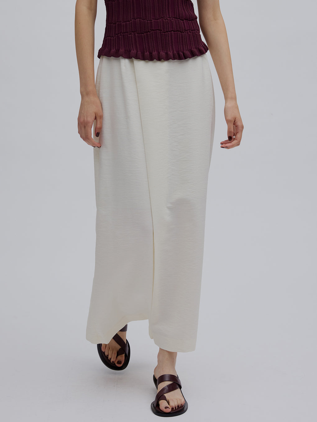 MELANGE STRAIGHT SKIRT WITH LACE SCARF