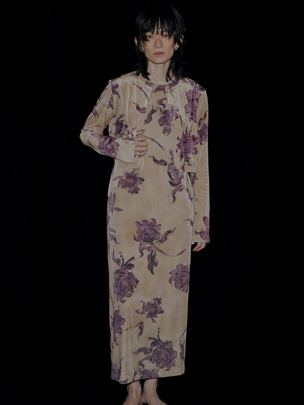 AMERI アメリヴィンテージ DRY FLOWER VELOUR DRESS Ameri（アメリ）の「DRY FLOWER VELOUR DRESS（ワンピース