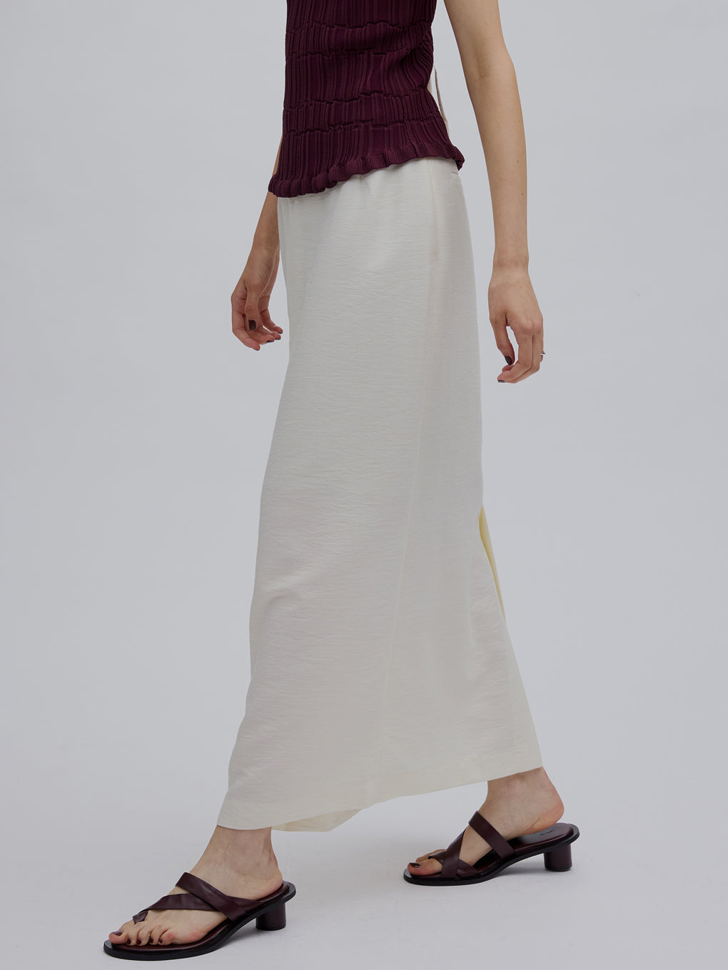 MELANGE STRAIGHT SKIRT WITH LACE SCARF