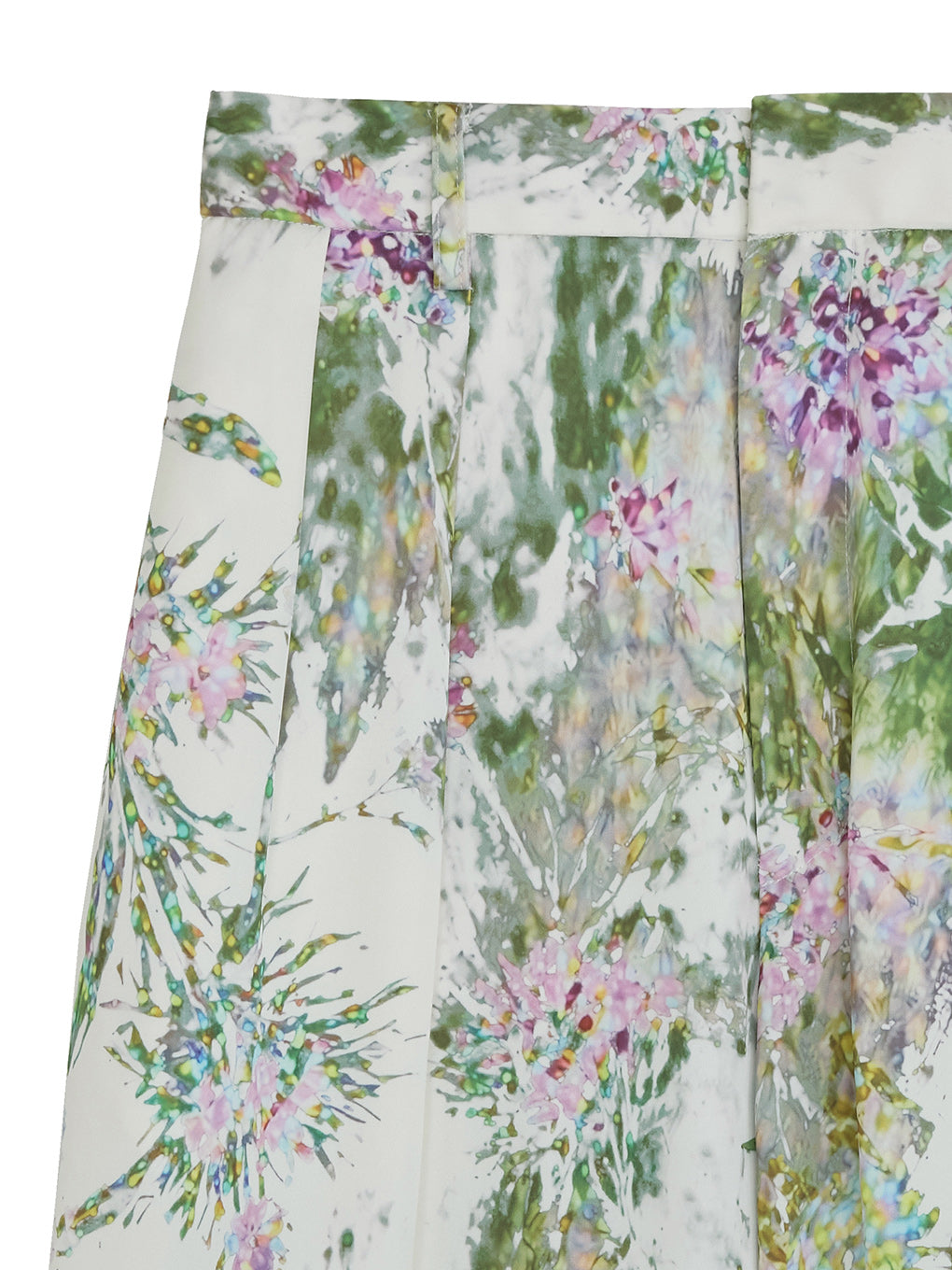 HOLOGRAM FLOWER TUCK WIDE PANTS