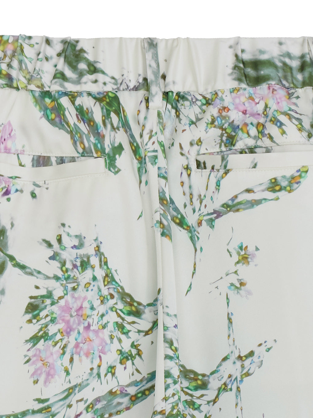 HOLOGRAM FLOWER TUCK WIDE PANTS