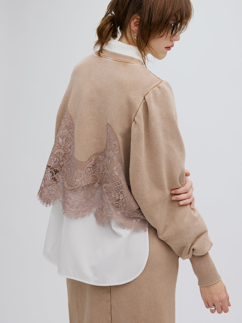 CHEMICAL OVERDYE LACE SWEAT TOP