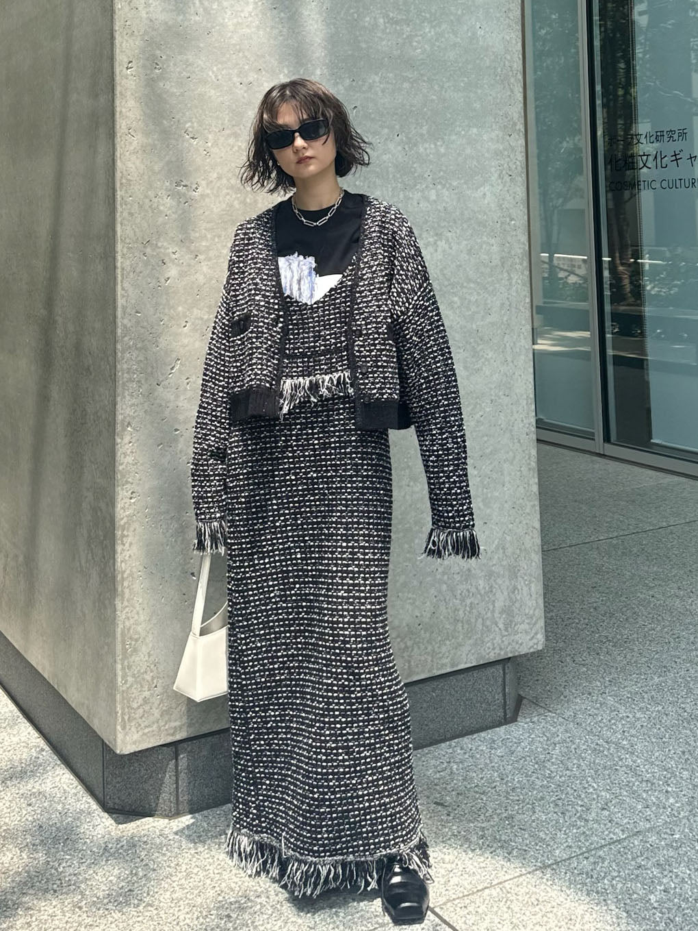 UND TWEED JUMPER SKIRT KNIT DRESS