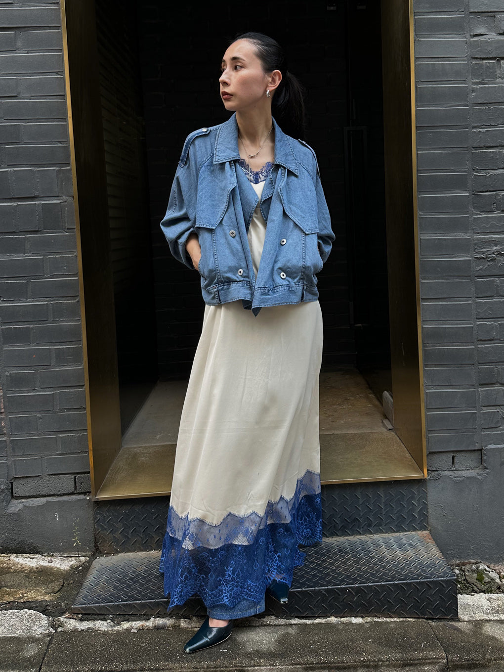 DOT FLOWER VEIL DRESS