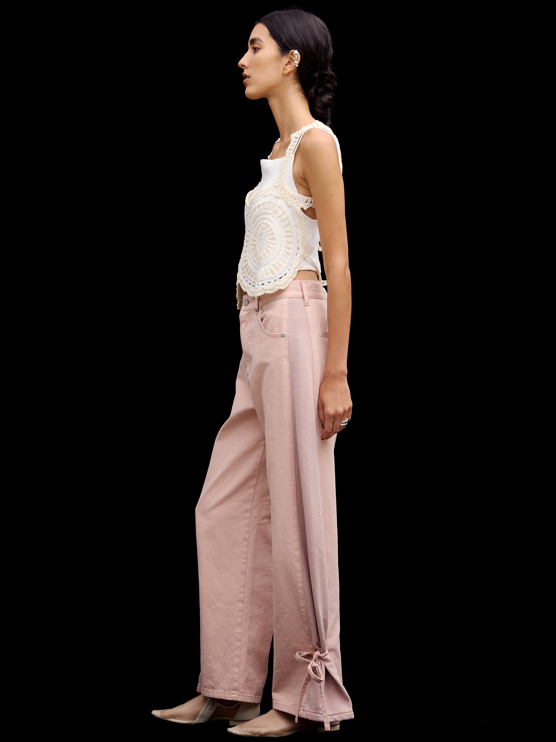 SIDE SWITCH 2WAY RIBBON DENIM PANTS