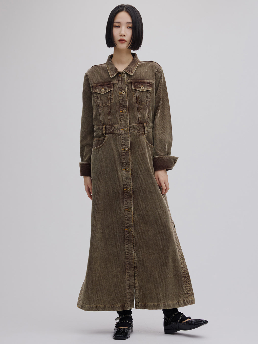 I LINE CORDUROY SHIRT DRESS