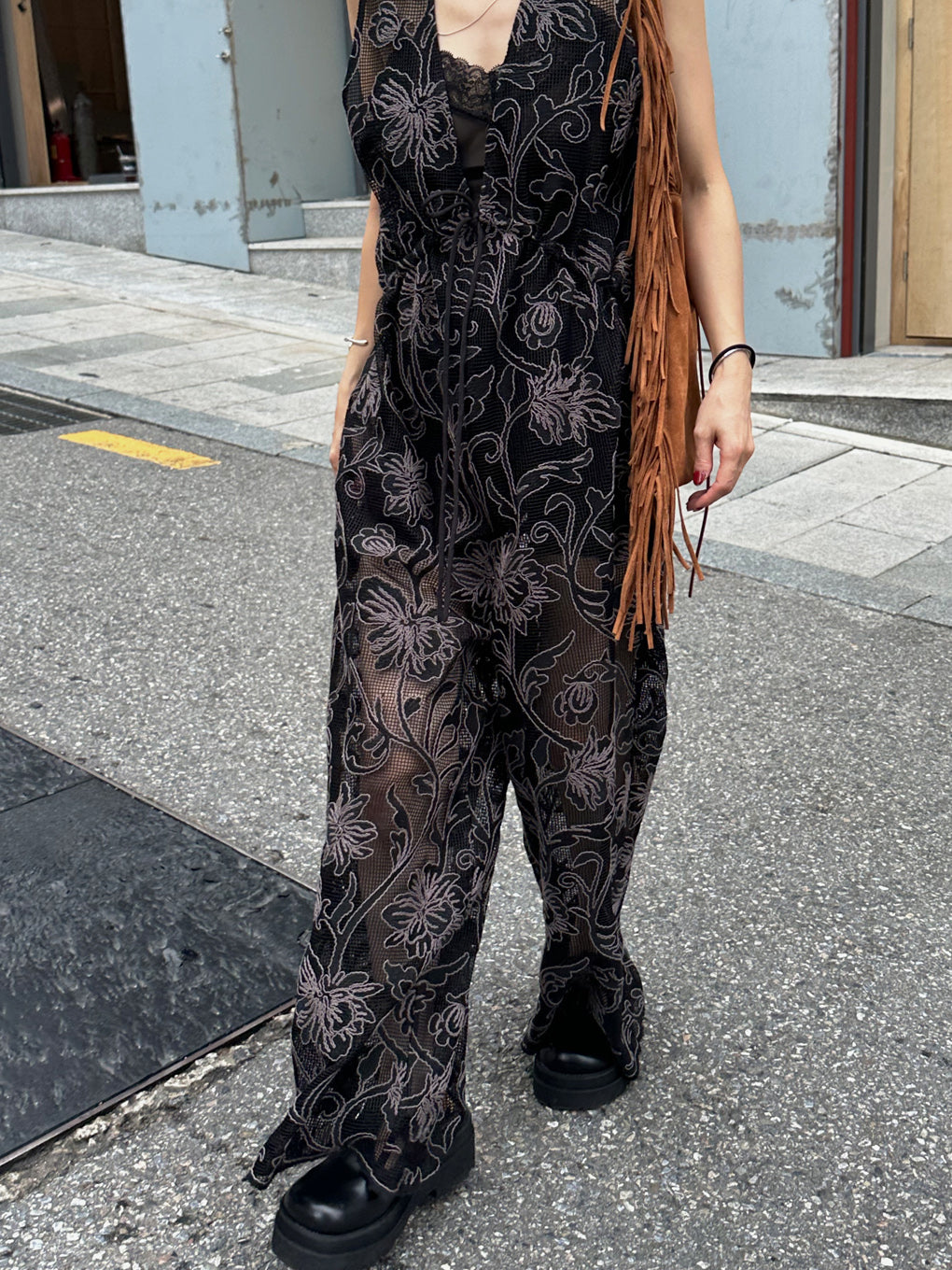 2WAY SILHOUETTE V NECK ROMPERS