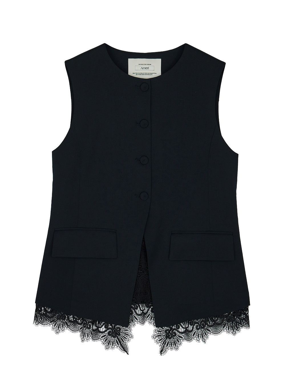 2WAY CREW NECK LACE TAKE OFF VEST