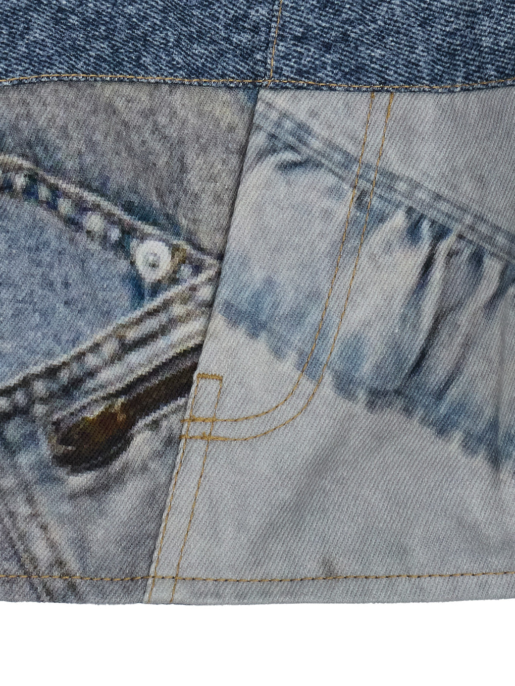 DENIM PATCHWORK PRINT BUSTIER