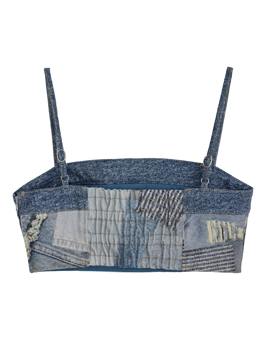 DENIM PATCHWORK PRINT BUSTIER