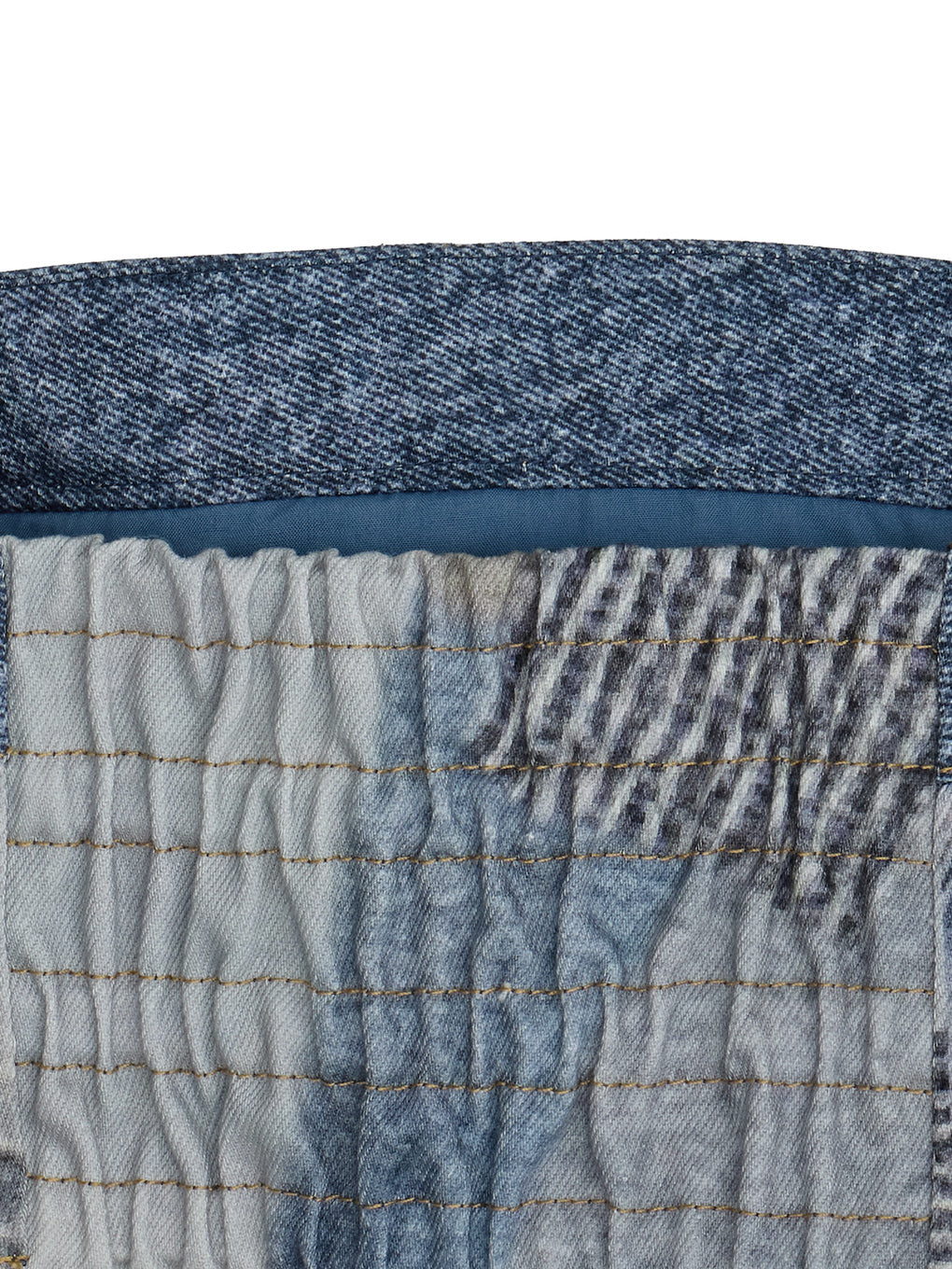 DENIM PATCHWORK PRINT BUSTIER