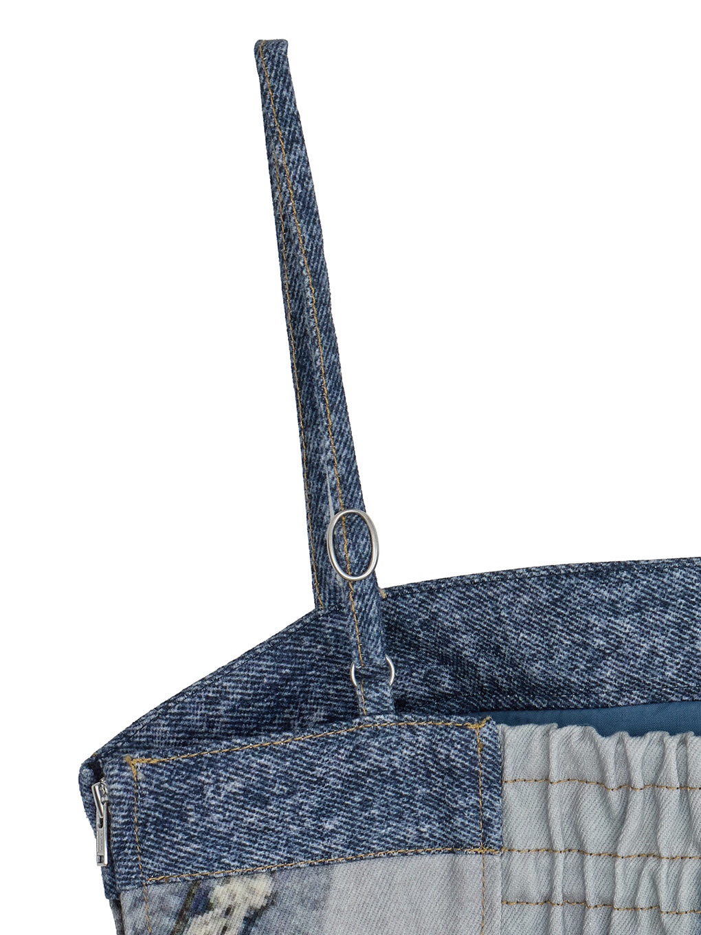 DENIM PATCHWORK PRINT BUSTIER