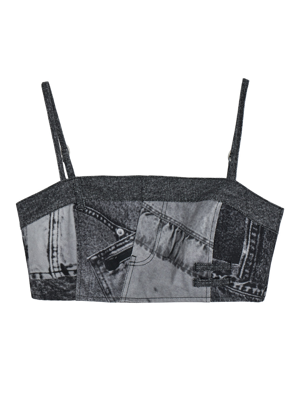 DENIM PATCHWORK PRINT BUSTIER