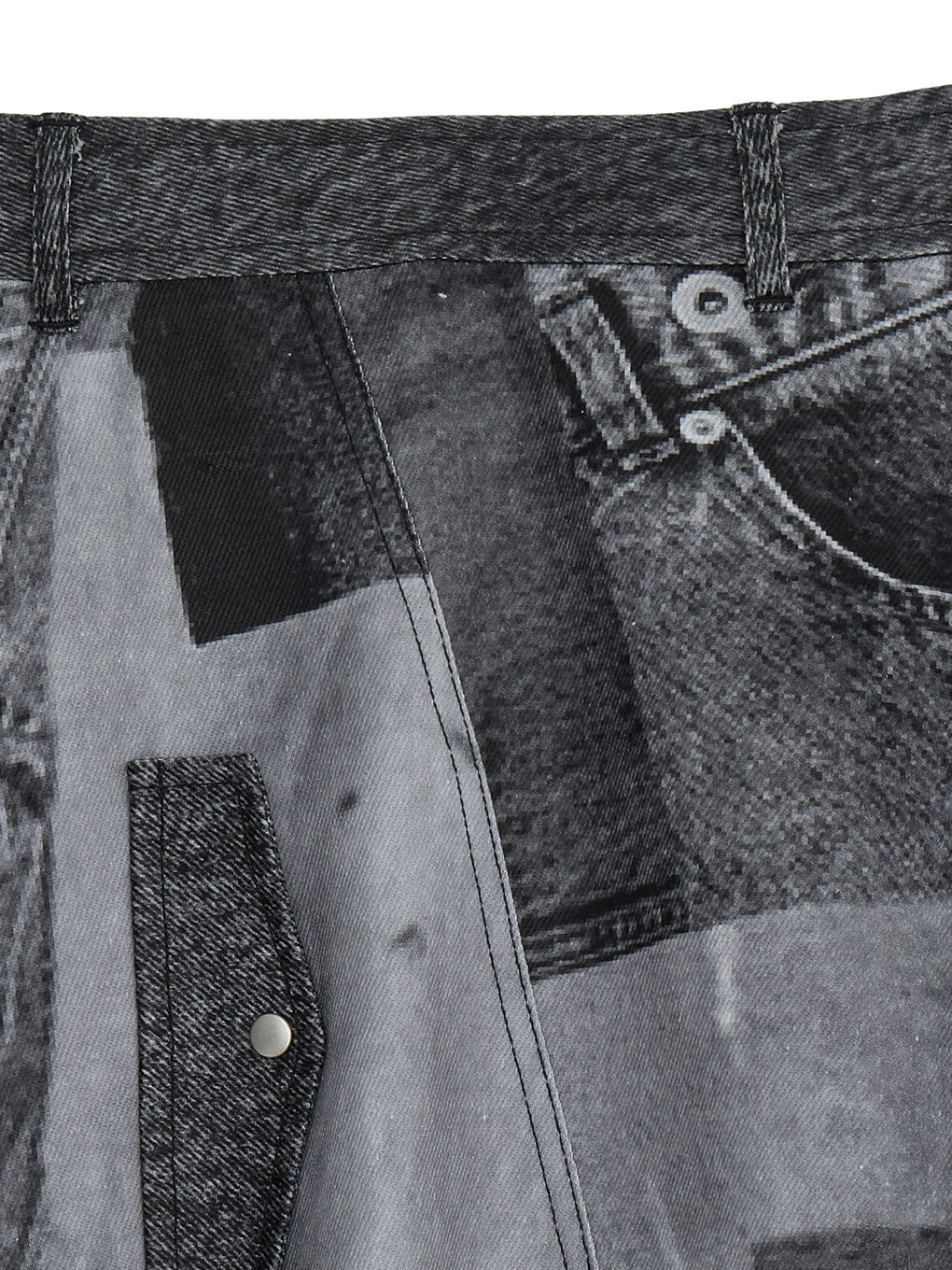 DENIM PATCHWORK PRINT SKIRT