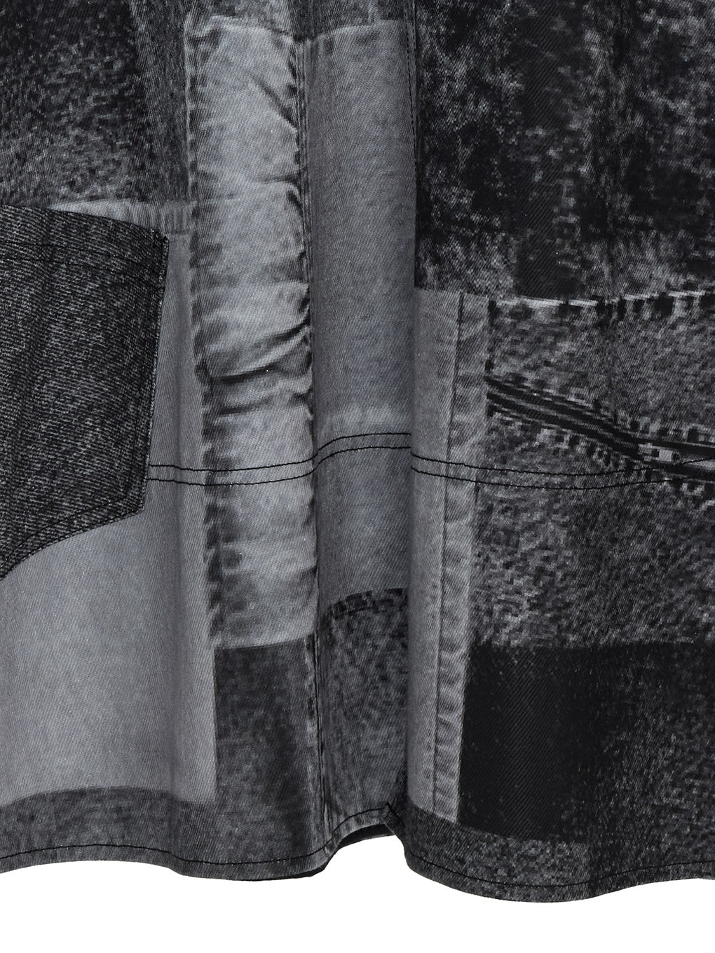 DENIM PATCHWORK PRINT SKIRT