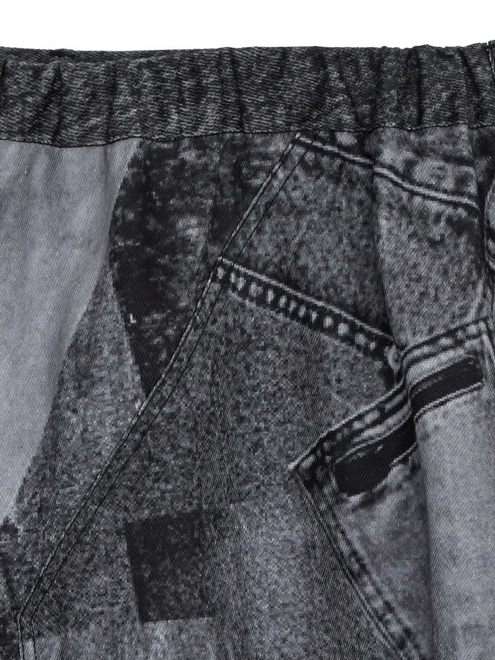 DENIM PATCHWORK PRINT SKIRT