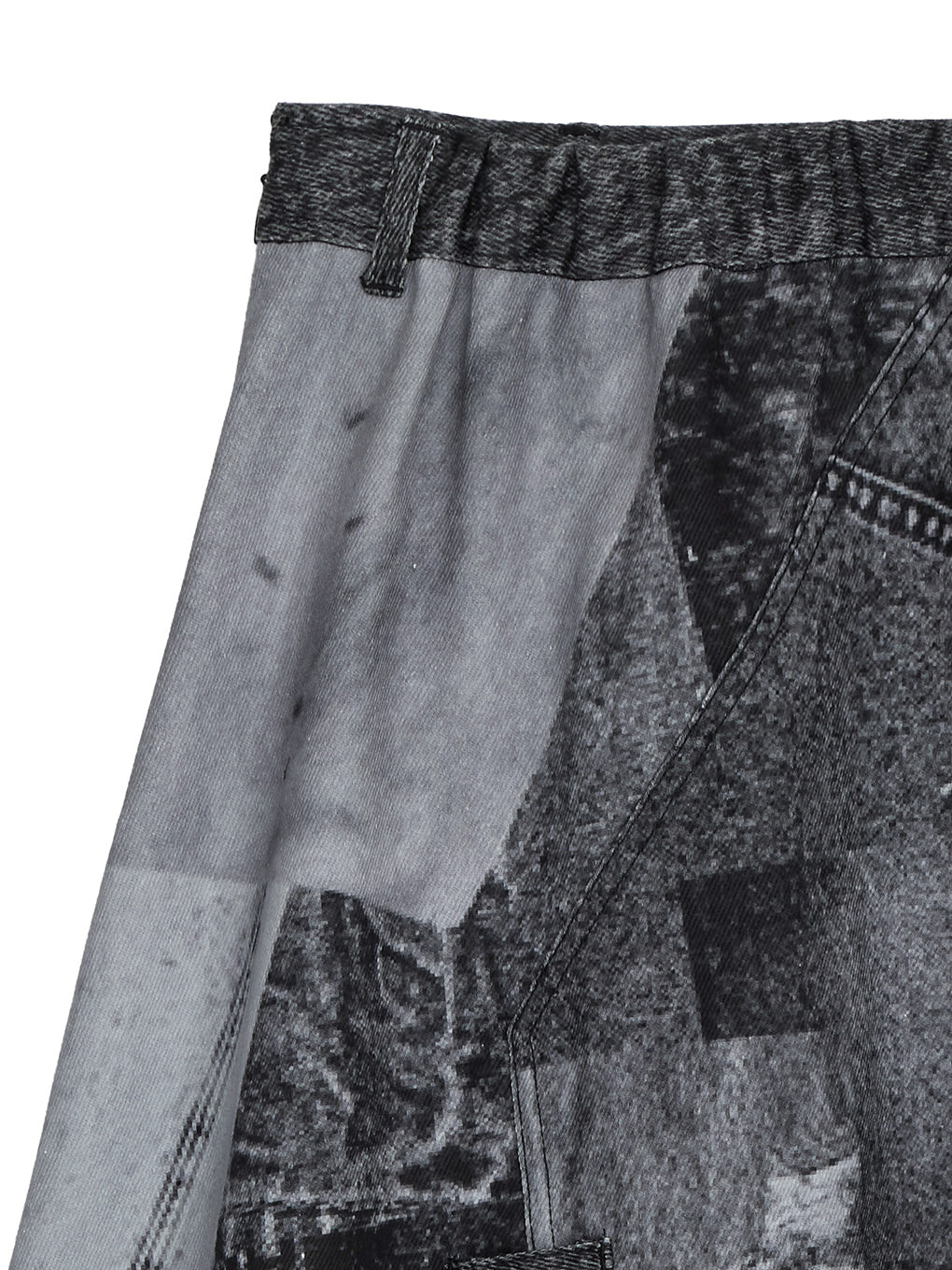 DENIM PATCHWORK PRINT SKIRT