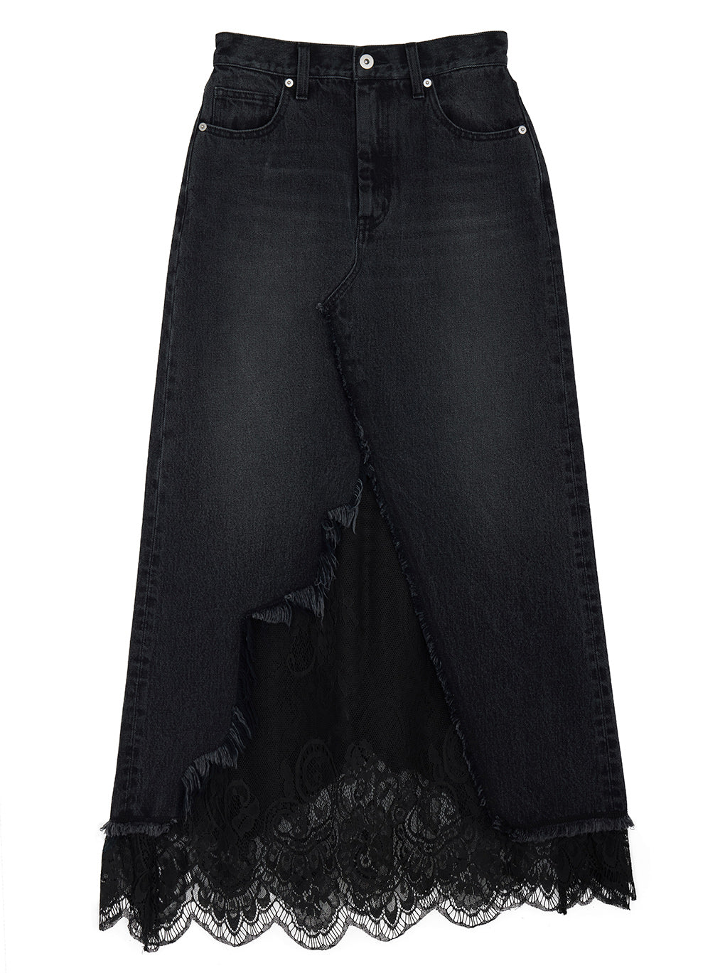 REMAKE LIKE DENIM LACE LAYERED SKIRT