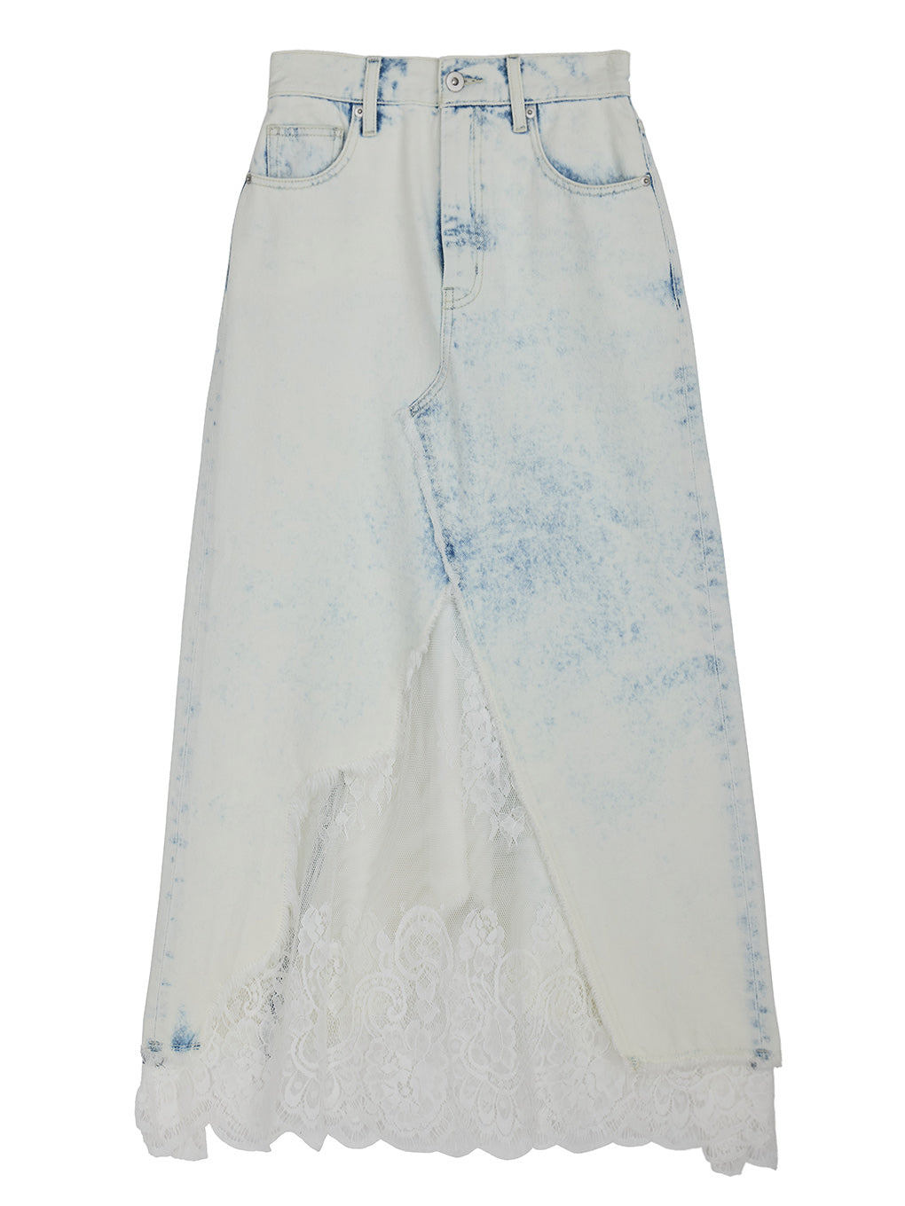 REMAKE LIKE DENIM LACE LAYERED SKIRT