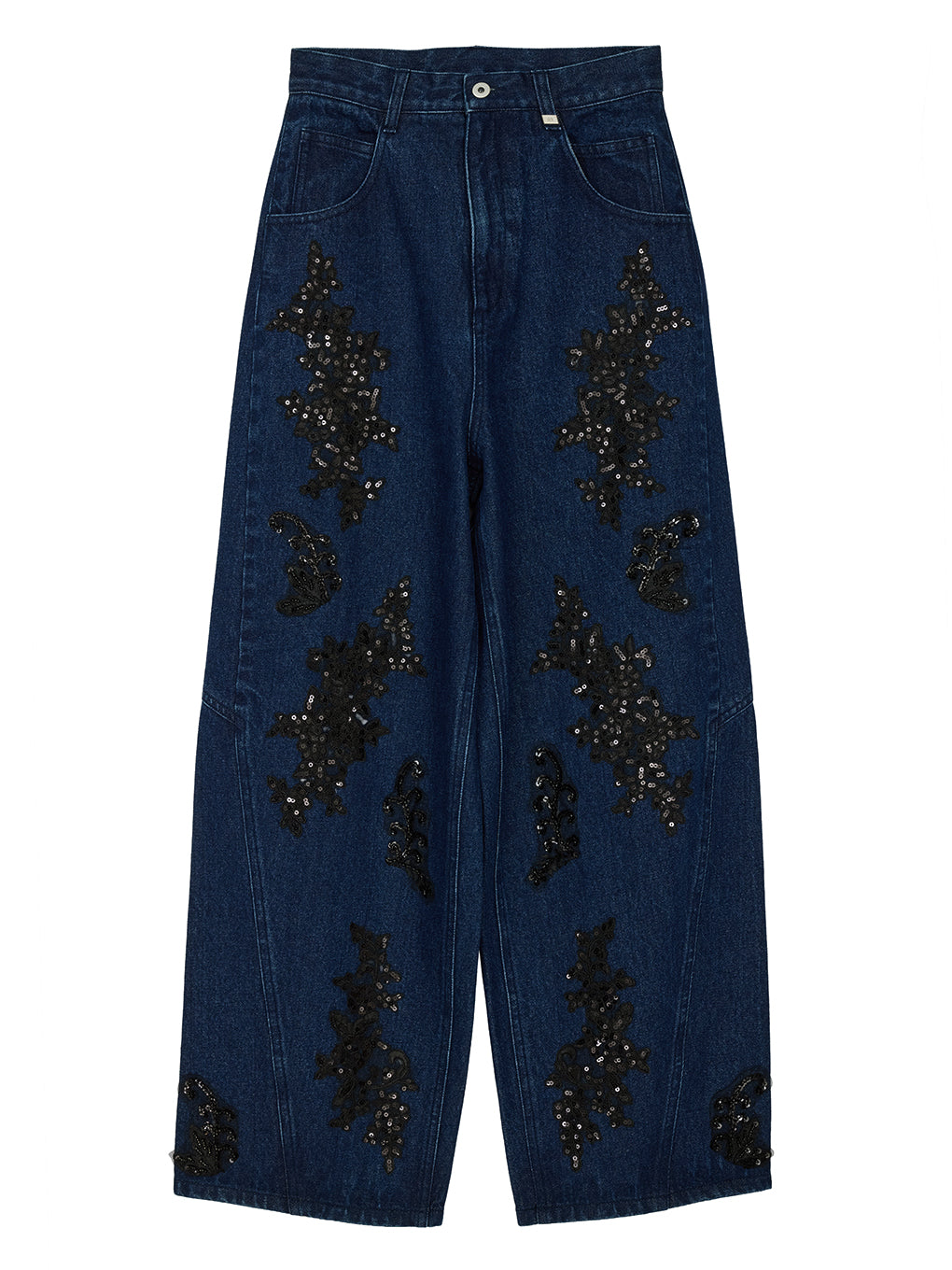 SPANGLE BIJOU EGG DENIM PANTS
