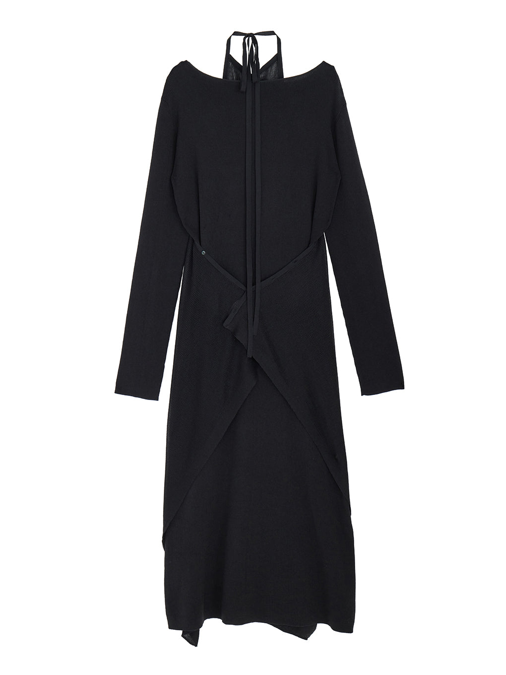 HALTER NECK LAYERED KNIT DRESS