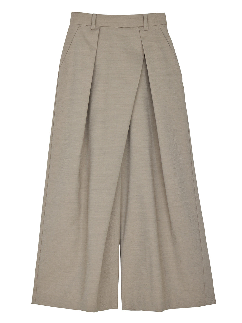 DRY TWILL ASYMMETRY TUCK PANTS
