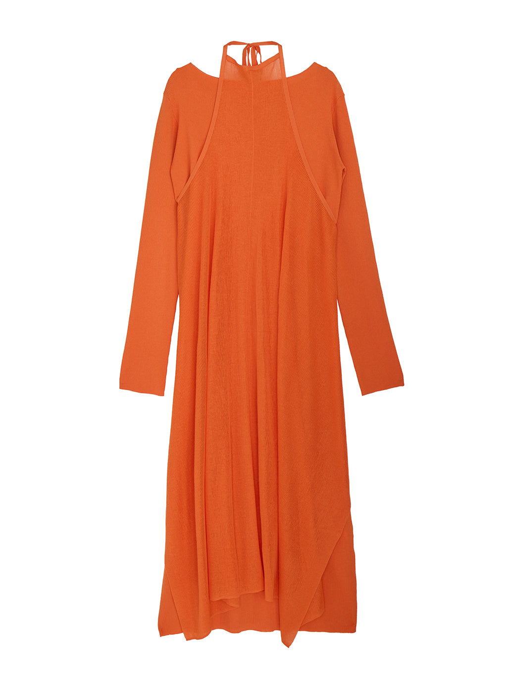 HALTER NECK LAYERED KNIT DRESS