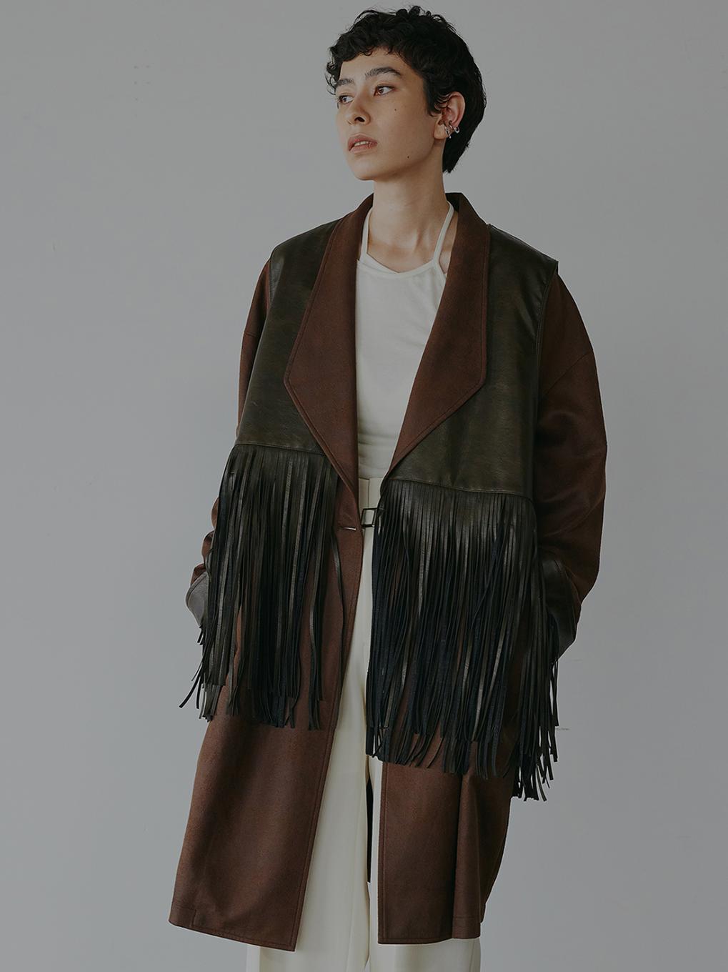 FRINGE VEST SET SUEDE JACKET 