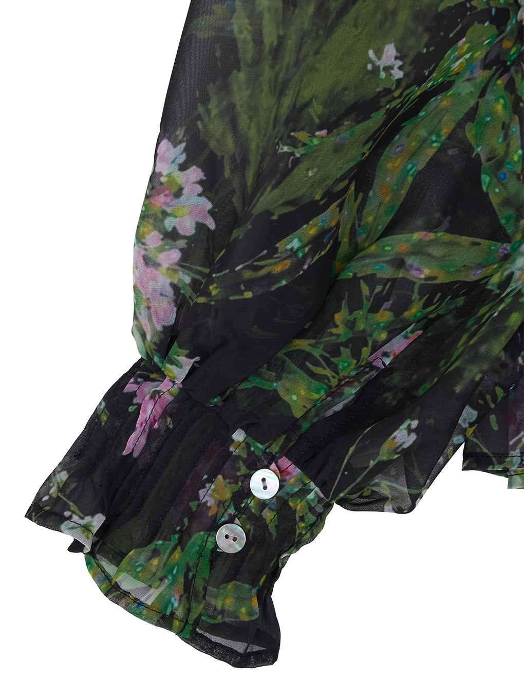 2WAY HOLOGRAM FLOWER SHEER BOW TIE SHIRT