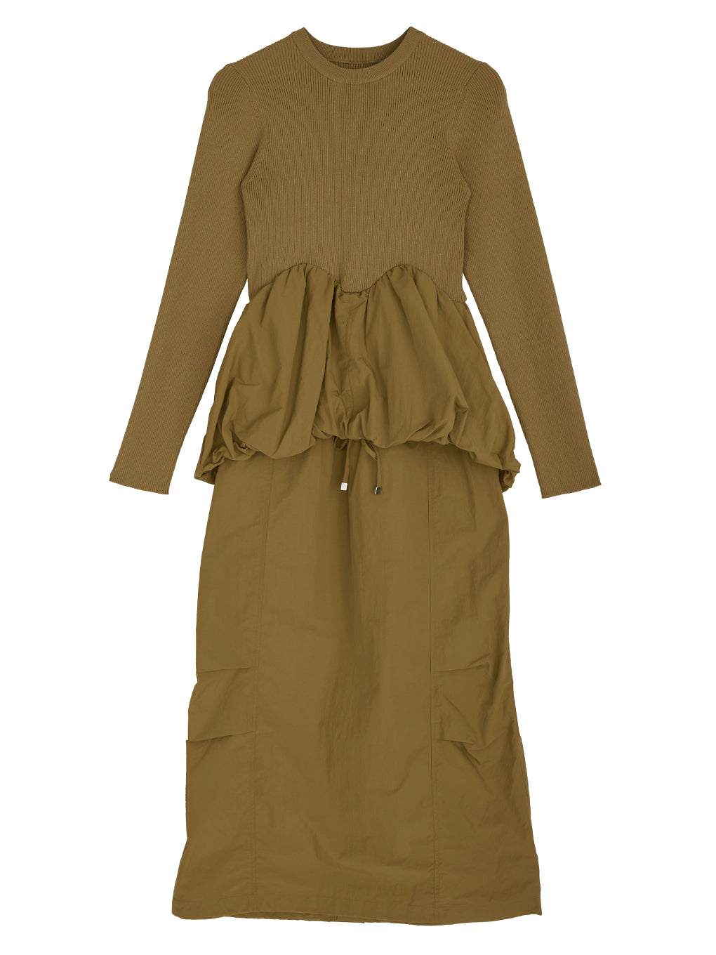 BALLOON DETAIL KNIT DOCKING DRESS