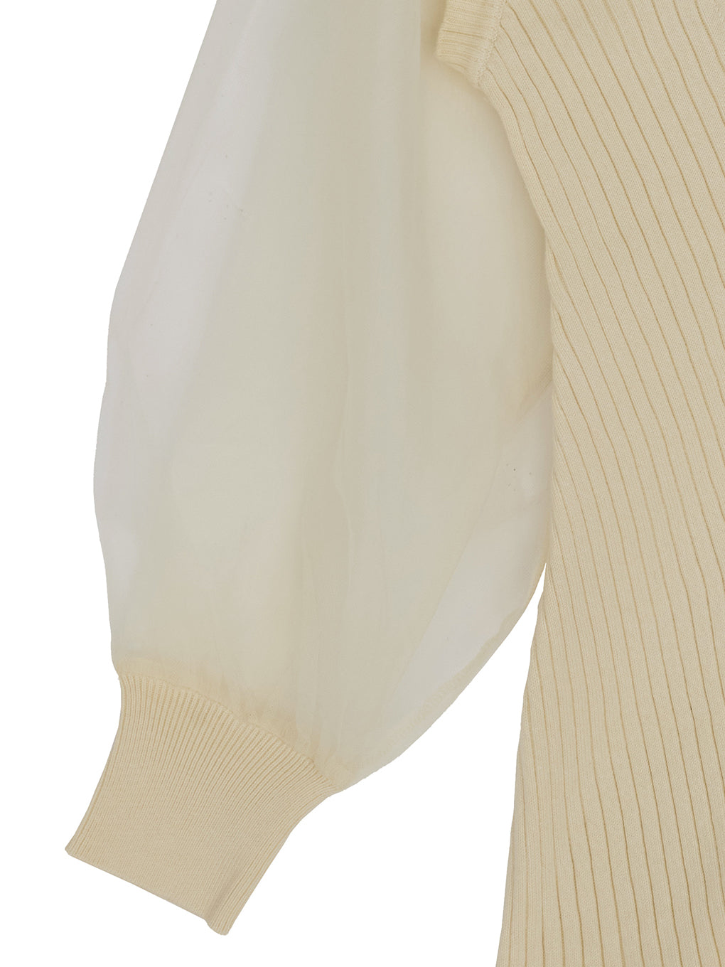 SHEER SLEEVE WAVE KNIT CARDIGAN