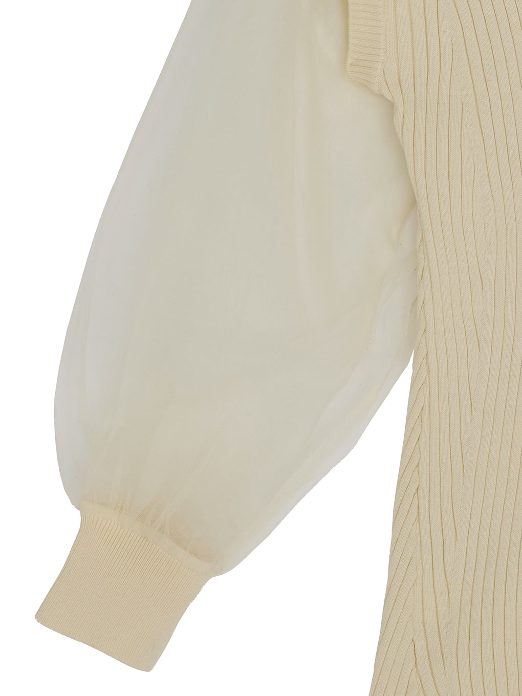 SHEER SLEEVE WAVE KNIT CARDIGAN