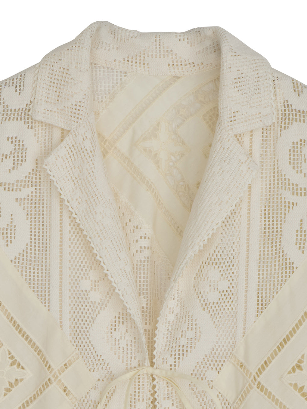 LACE COMBI HALF SLEEVE JACKET SHIRT