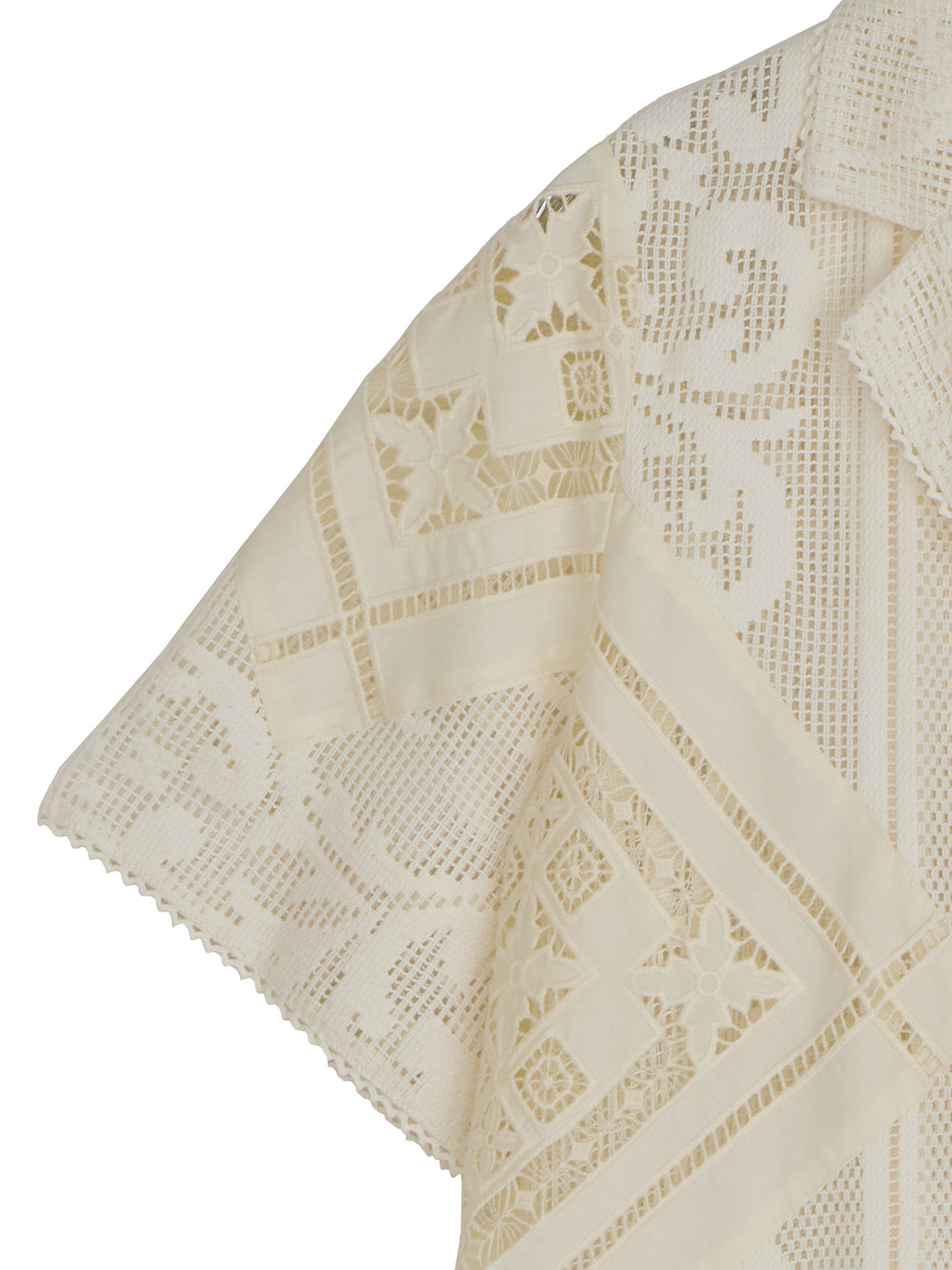 LACE COMBI HALF SLEEVE JACKET SHIRT