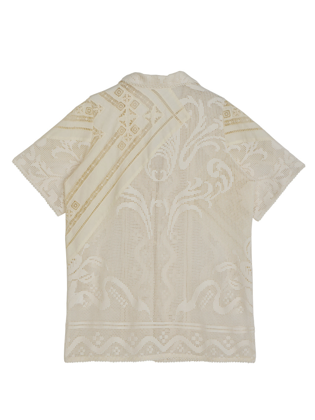 LACE COMBI HALF SLEEVE JACKET SHIRT
