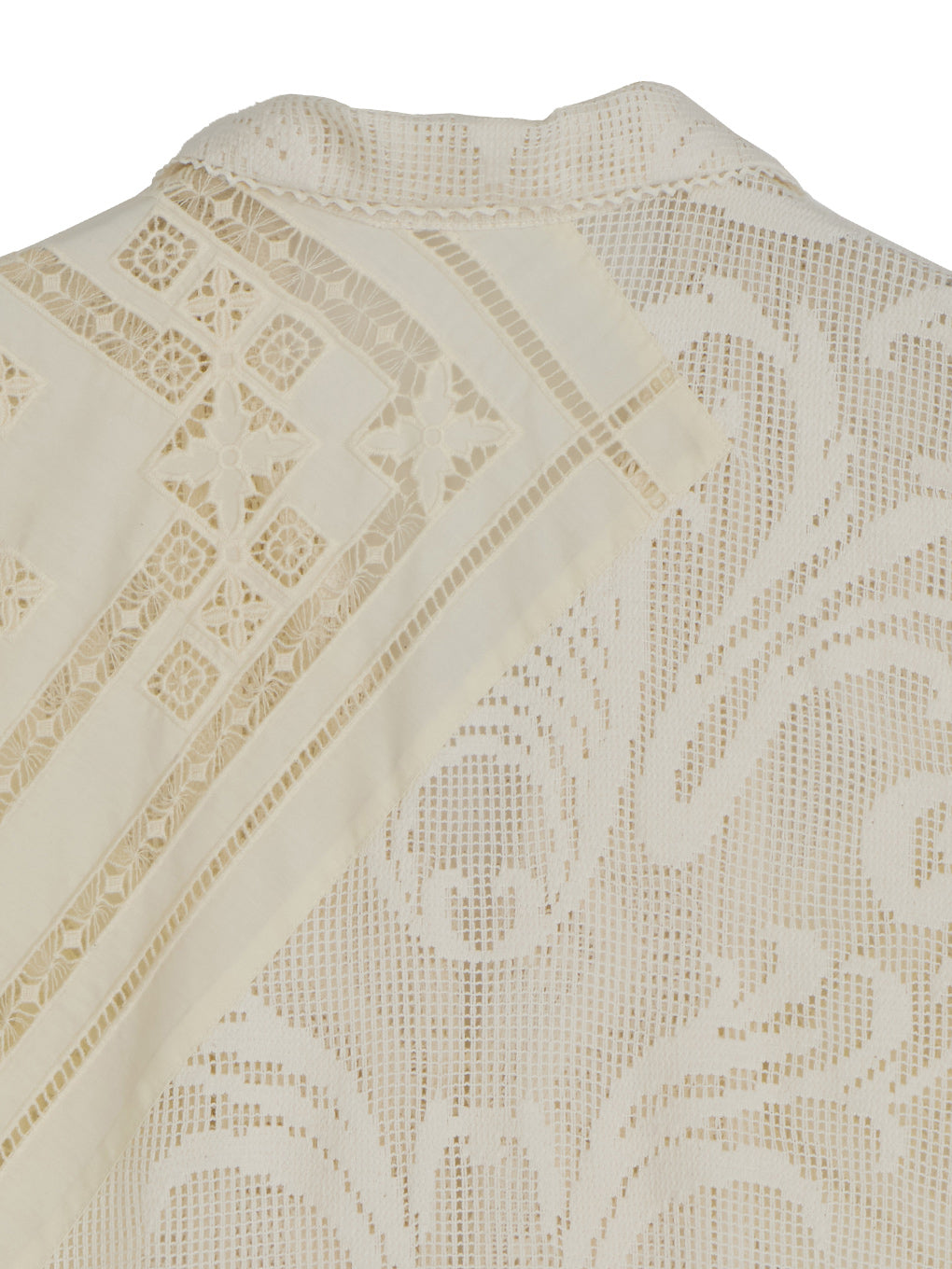 LACE COMBI HALF SLEEVE JACKET SHIRT