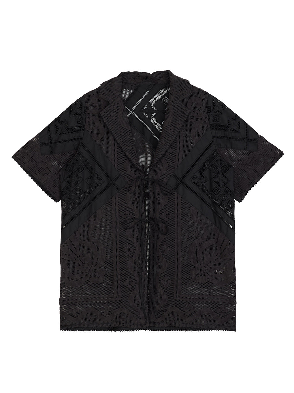 LACE COMBI HALF SLEEVE JACKET SHIRT