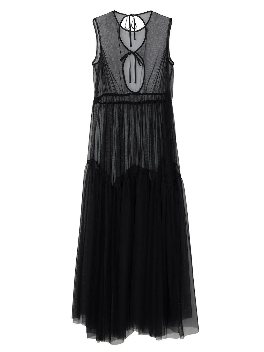 BLACK TULLE WAVE TIERED DRESS