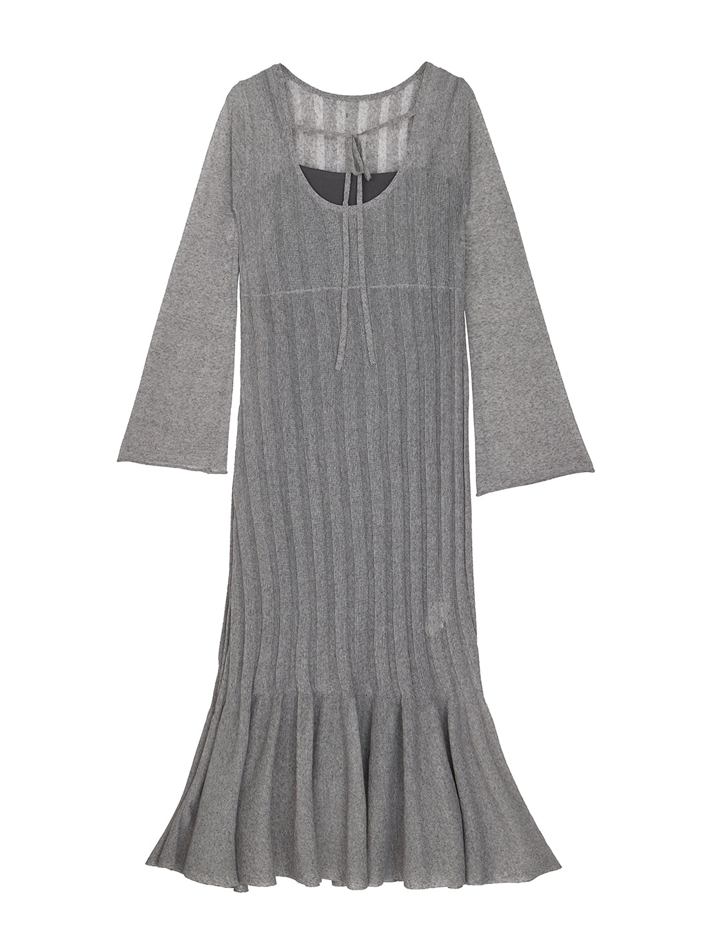 HEM FRILL WIDE RIB KNIT DRESS