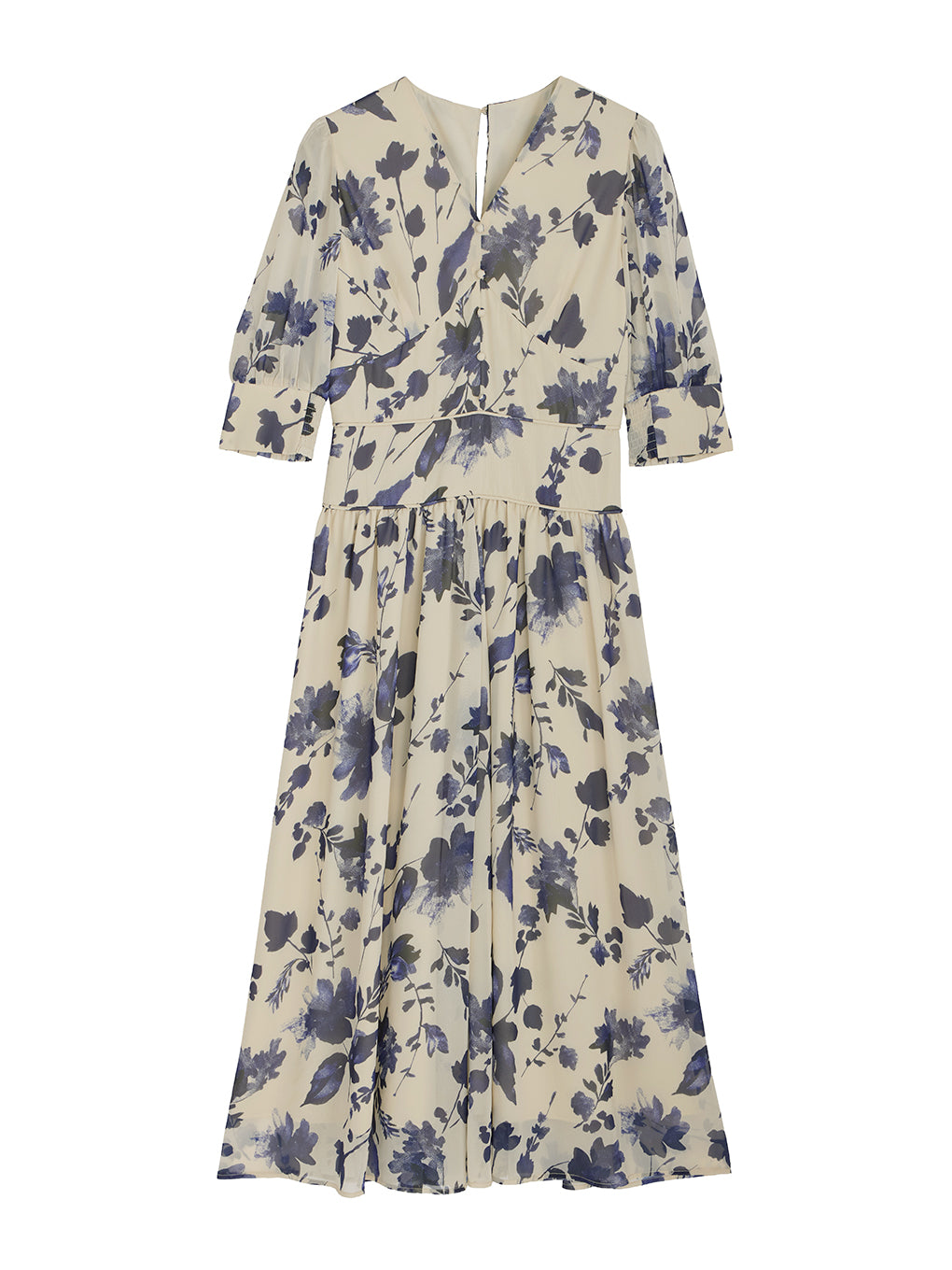 GRAINY FLOWER CHIFFON DRESS
